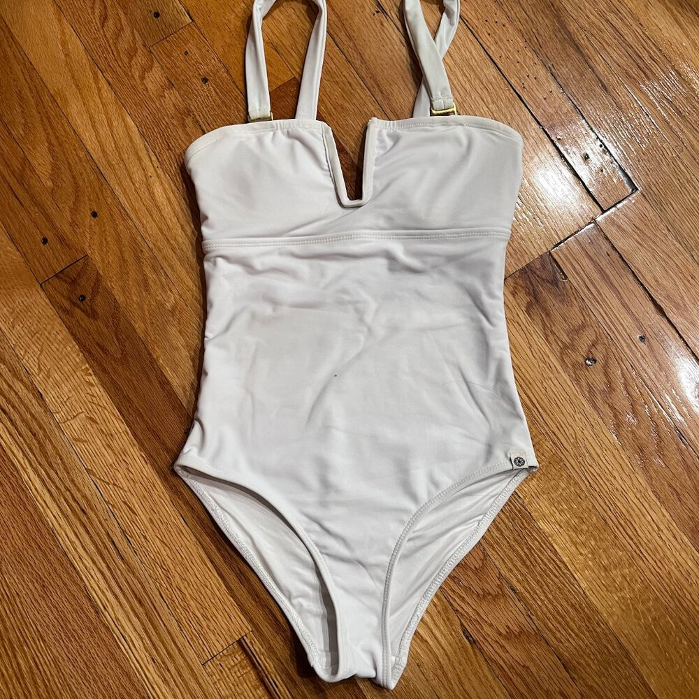 NWT White strapless bathing suit with removable straps - Picture 3 of 4